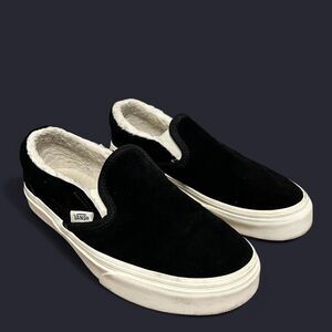 Vans classic black suede slip ons with sherpa lining. Women’s size 5.0.